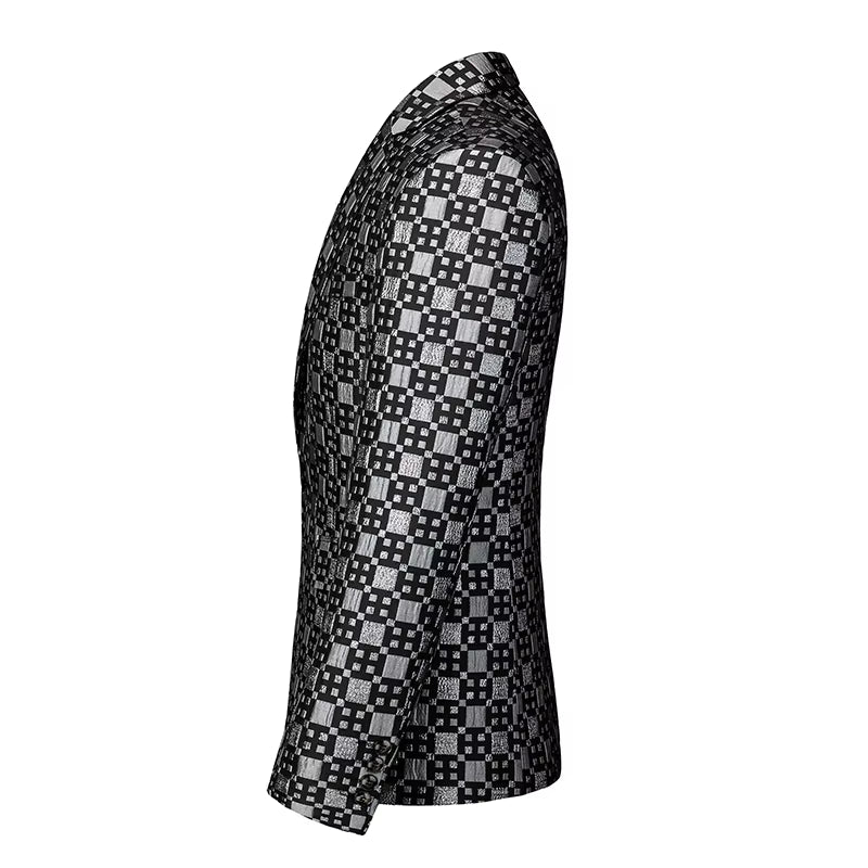 New Men Business Party Suit Jacket Black / Green / Red Fashion Male Wedding Dance Jacquard Slim Fit Blazer Coats