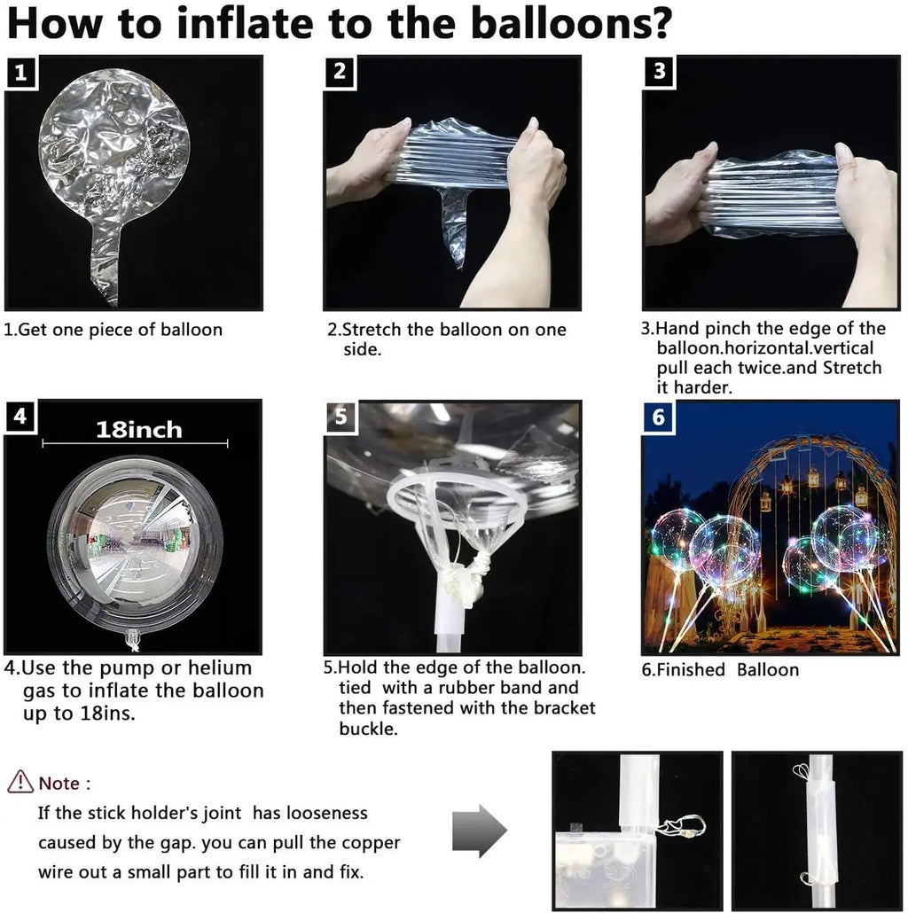 18 20 24 Inch 10 Pack Light up Bobo Party Christmas Led Balloons Clear Big Balloon with Helium for Birthday Wedding Party Decor