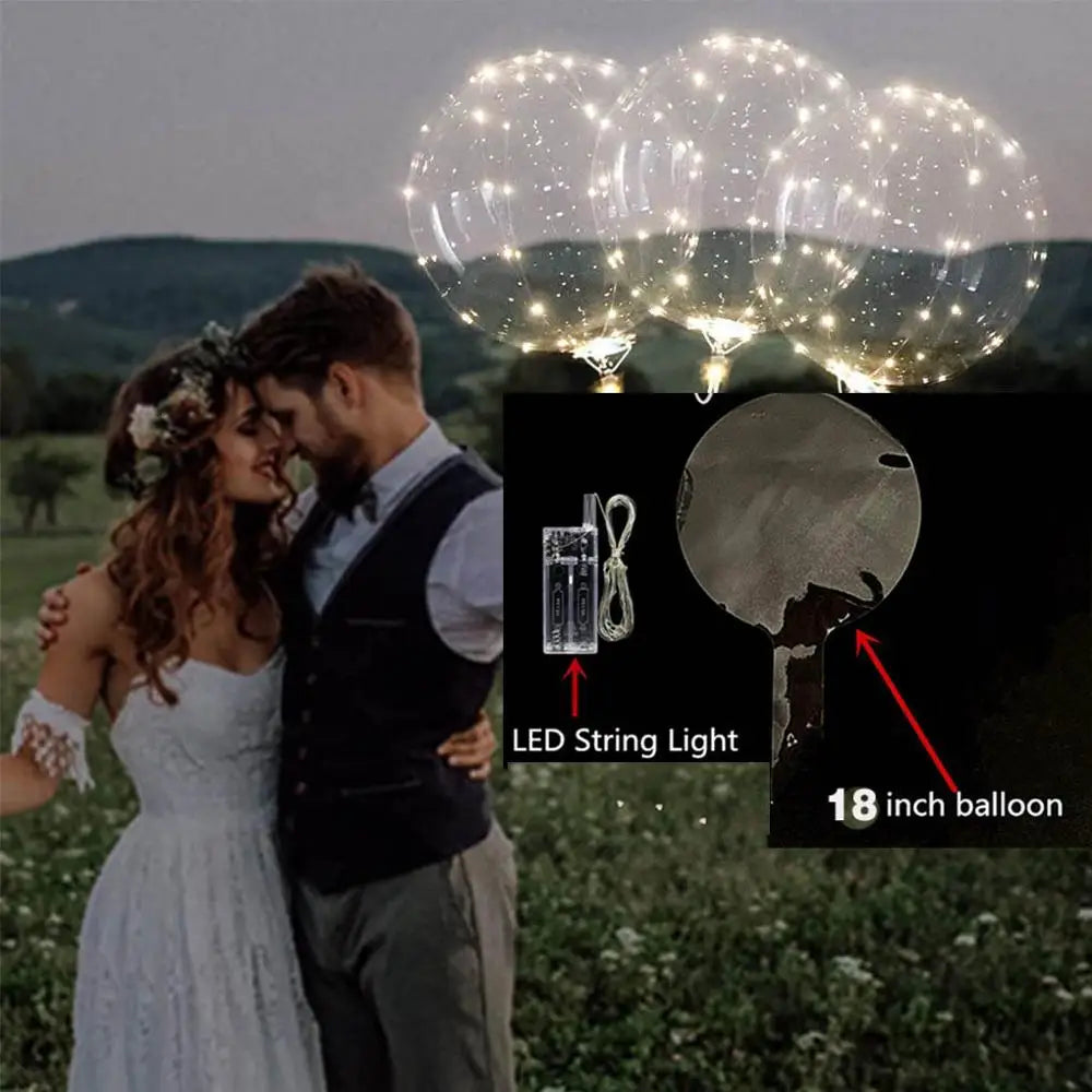 18 20 24 Inch 10 Pack Light up Bobo Party Christmas Led Balloons Clear Big Balloon with Helium for Birthday Wedding Party Decor