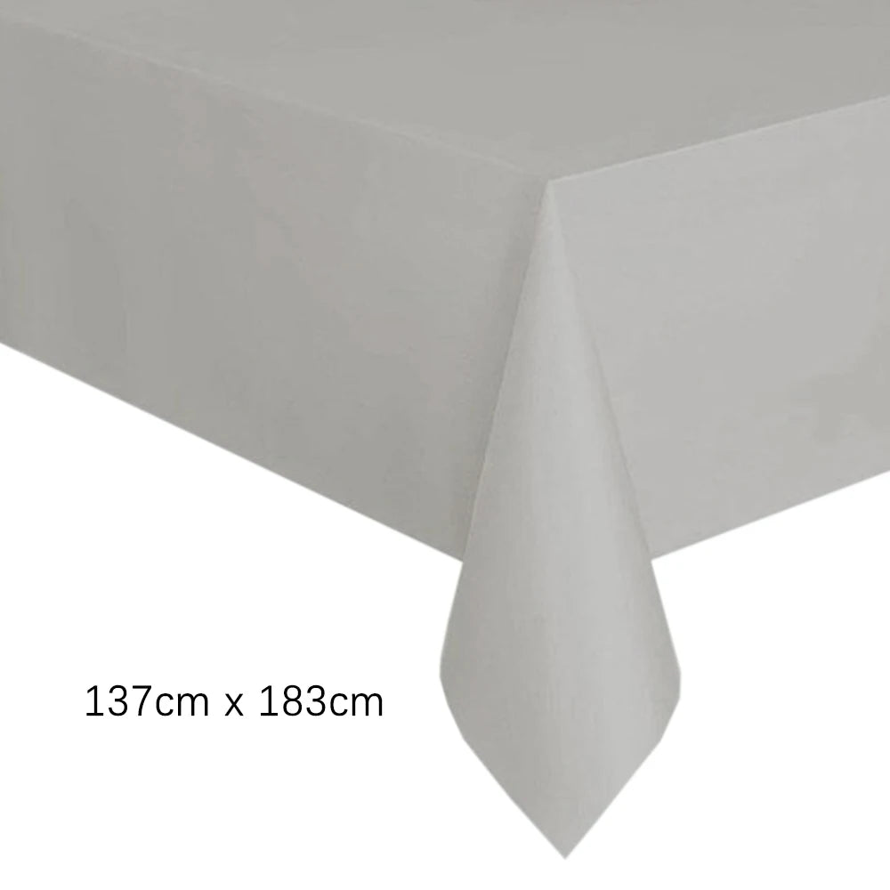 Disposable Tablecloth White Pink Table Cover Plastic Rectangle Desk Cloth for Birthday Wedding Party Table Decor Xmas