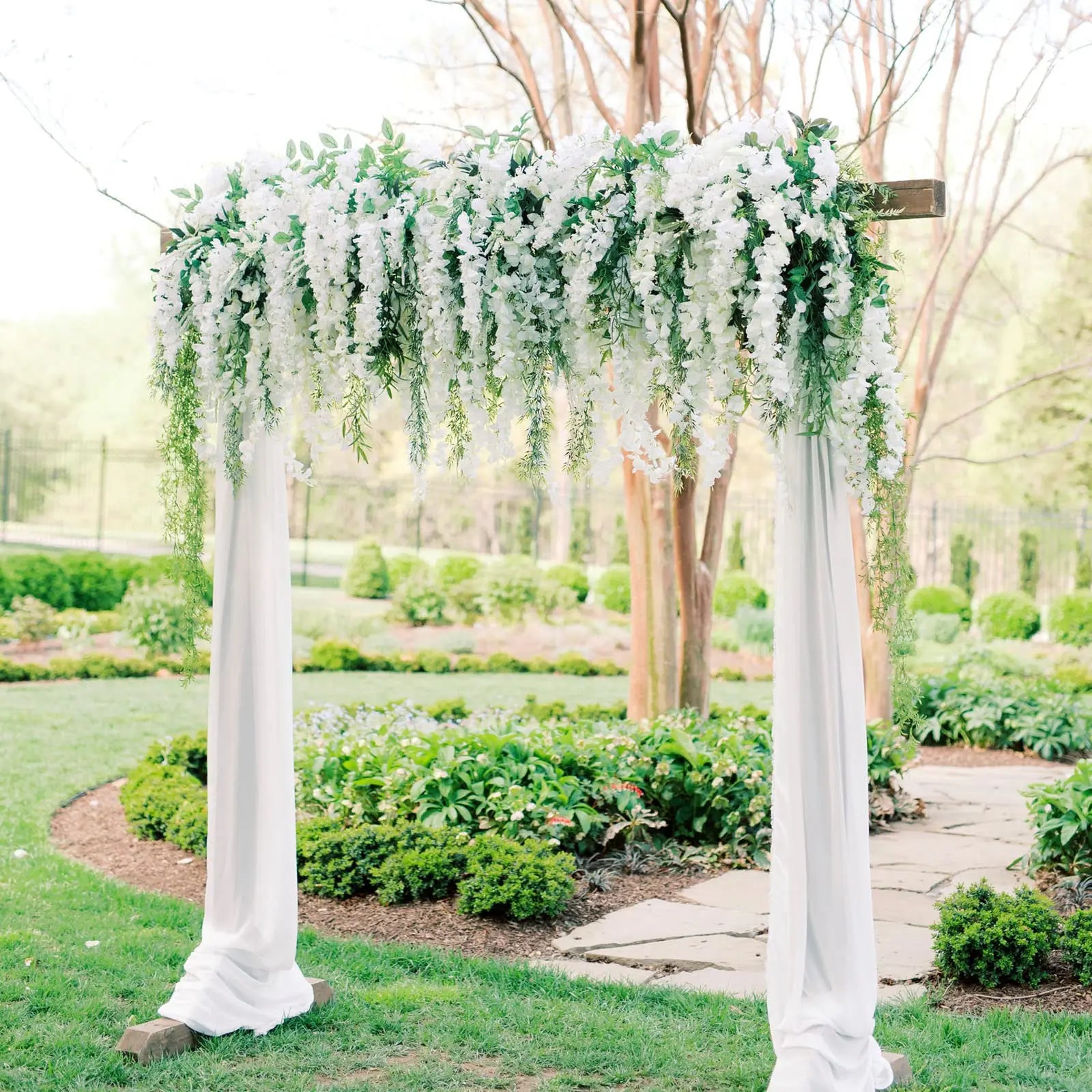 12Pcs Artificial Wisteria Flowers String Hanging Garland Outdoor Wedding Garden Arch Decoration Home Party Decor Fake Flower