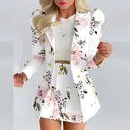 2 Piece Business Suit Outfits Casual Open Front Blazer High Waisted Mini Pocketed Skirt Suit for Women Set Women Solid Long Sleeve Cardigan Coat Short Skirt Suit, Pink&S
