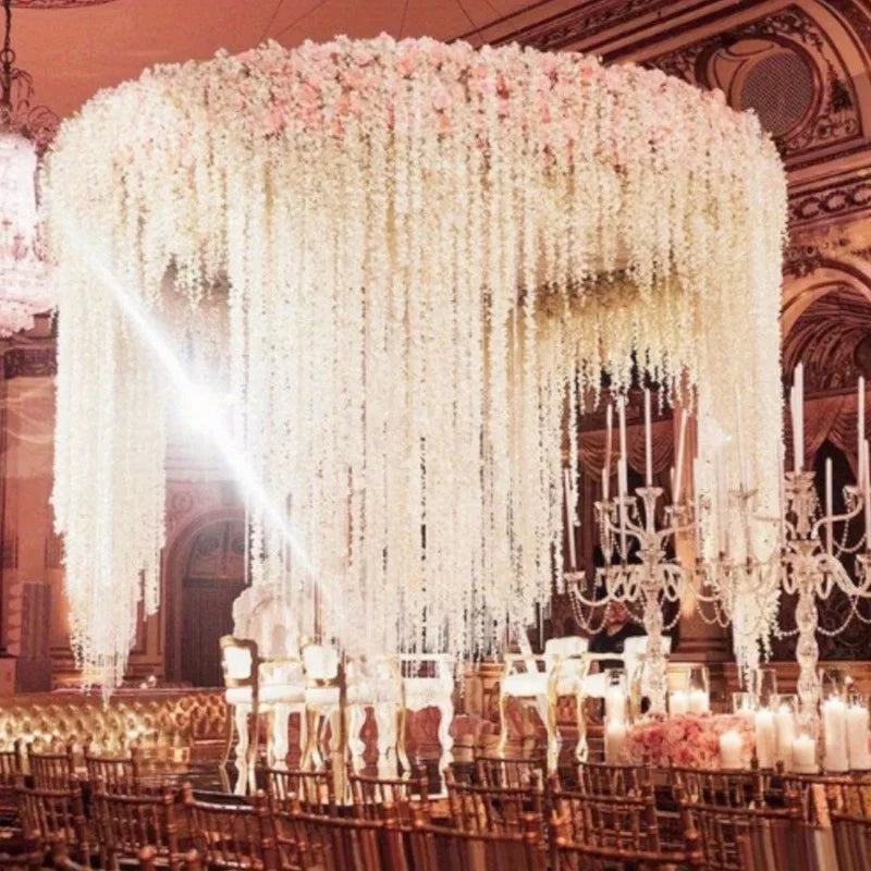 5Pcs 100CM Artificial Cherry Blossom Vine Silk Flowers for Party Wedding Ceiling Decor Fake Garland Arch Ivy Diy Party Decor